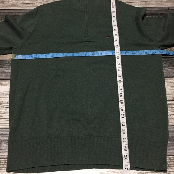 Tommy Hilfiger Sweater Men’s L Green Pullover 100% Cotton - Picture 2 of 9